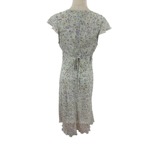Vtg 90s City Triangles Floral Dress Green Purple Chiffon Cottagecore Fairy Sz S - Picture 5 of 13